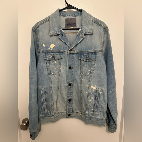 Gilded Age Paint Splatter Light Wash Denim Jacket Medium - Picture 1 of 6